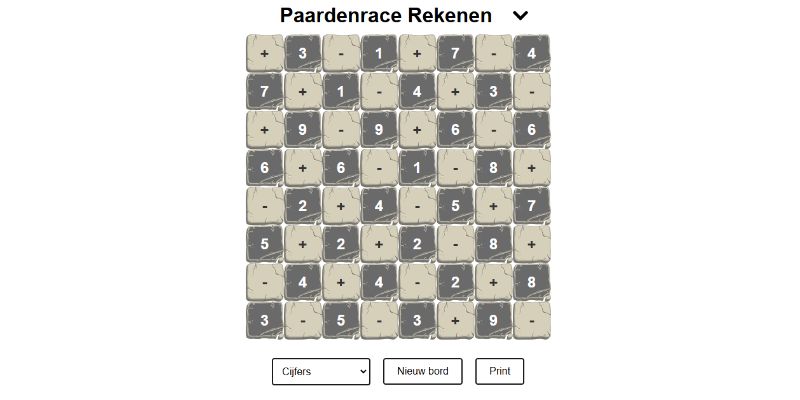 Schermafbeelding Paardenrace rekenen (print)